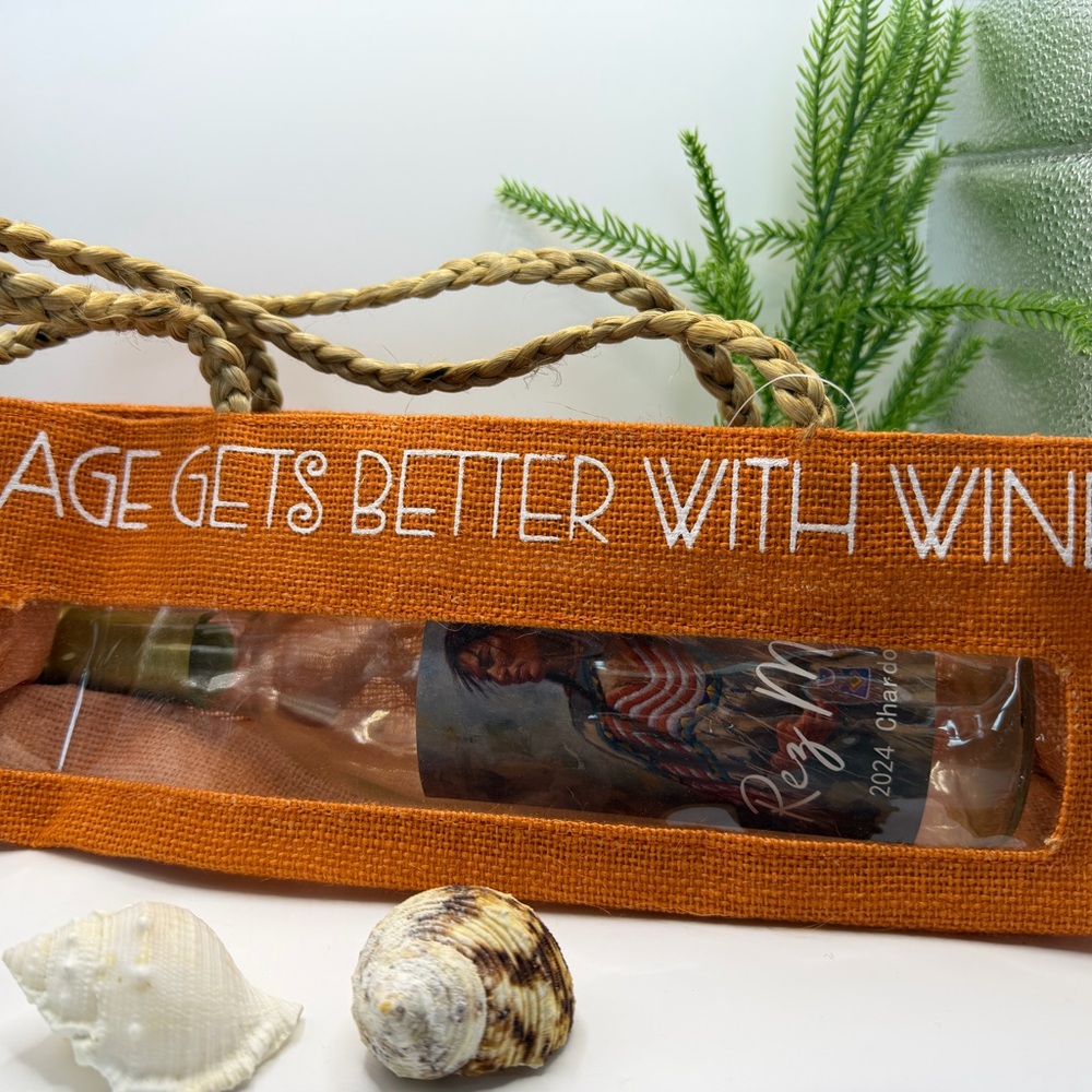 Orange Wine Bag with Rope Handles